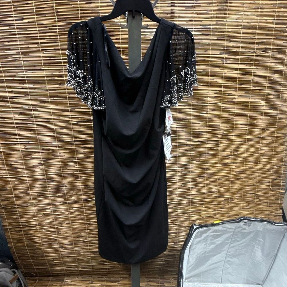 Betsy & Adam Mesh-Sleeve‎ Sheath Dress Size 14